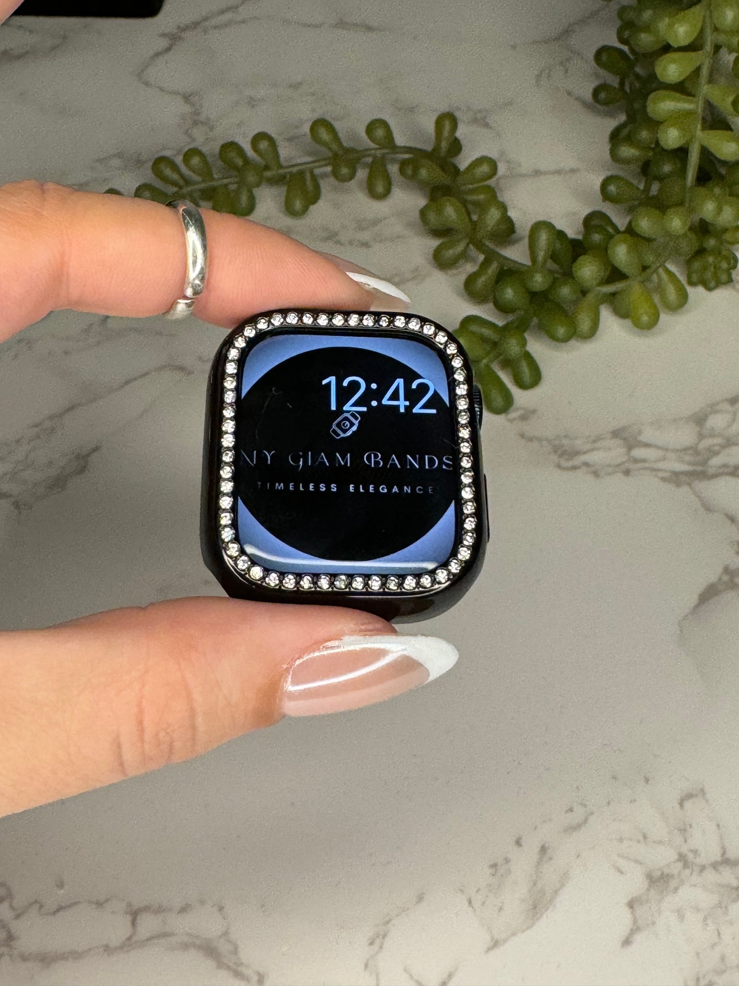 Glam Watch Cover - Black Rhinestone