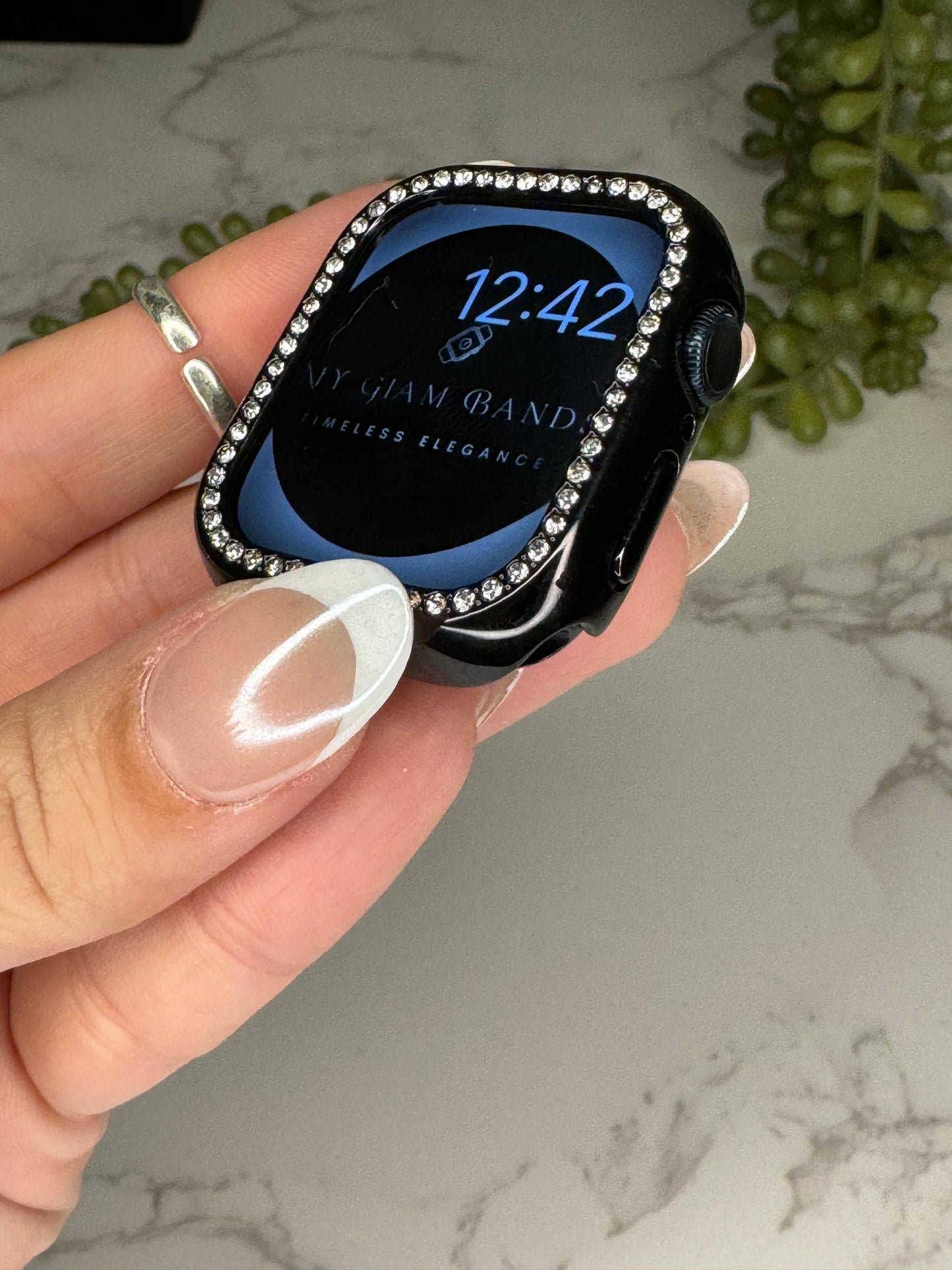 Glam Watch Cover - Black Rhinestone